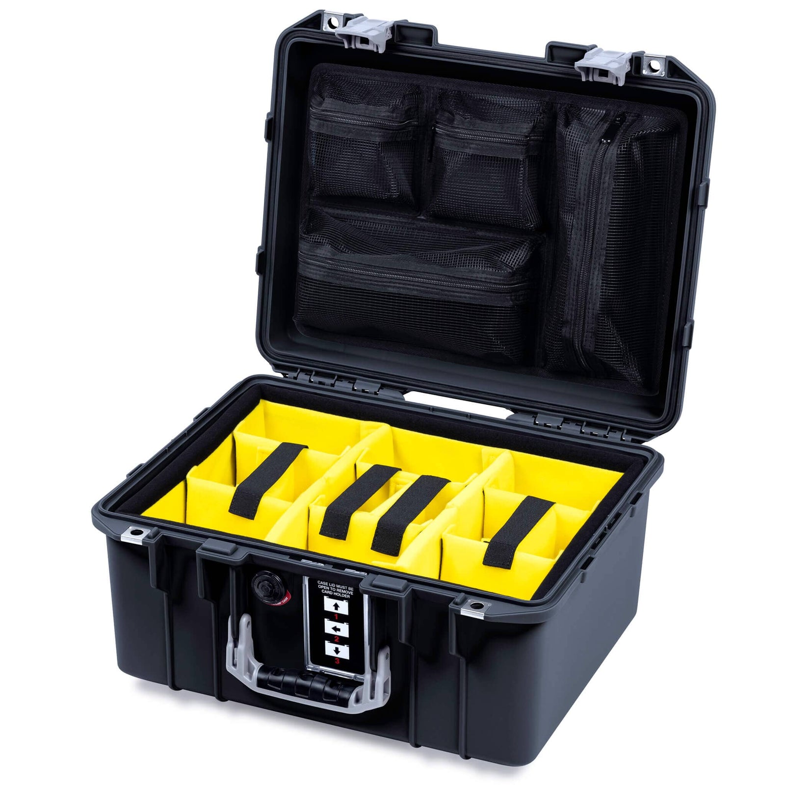 Pelican 1507 Air Case, Black with Silver Handle & Latches ColorCase