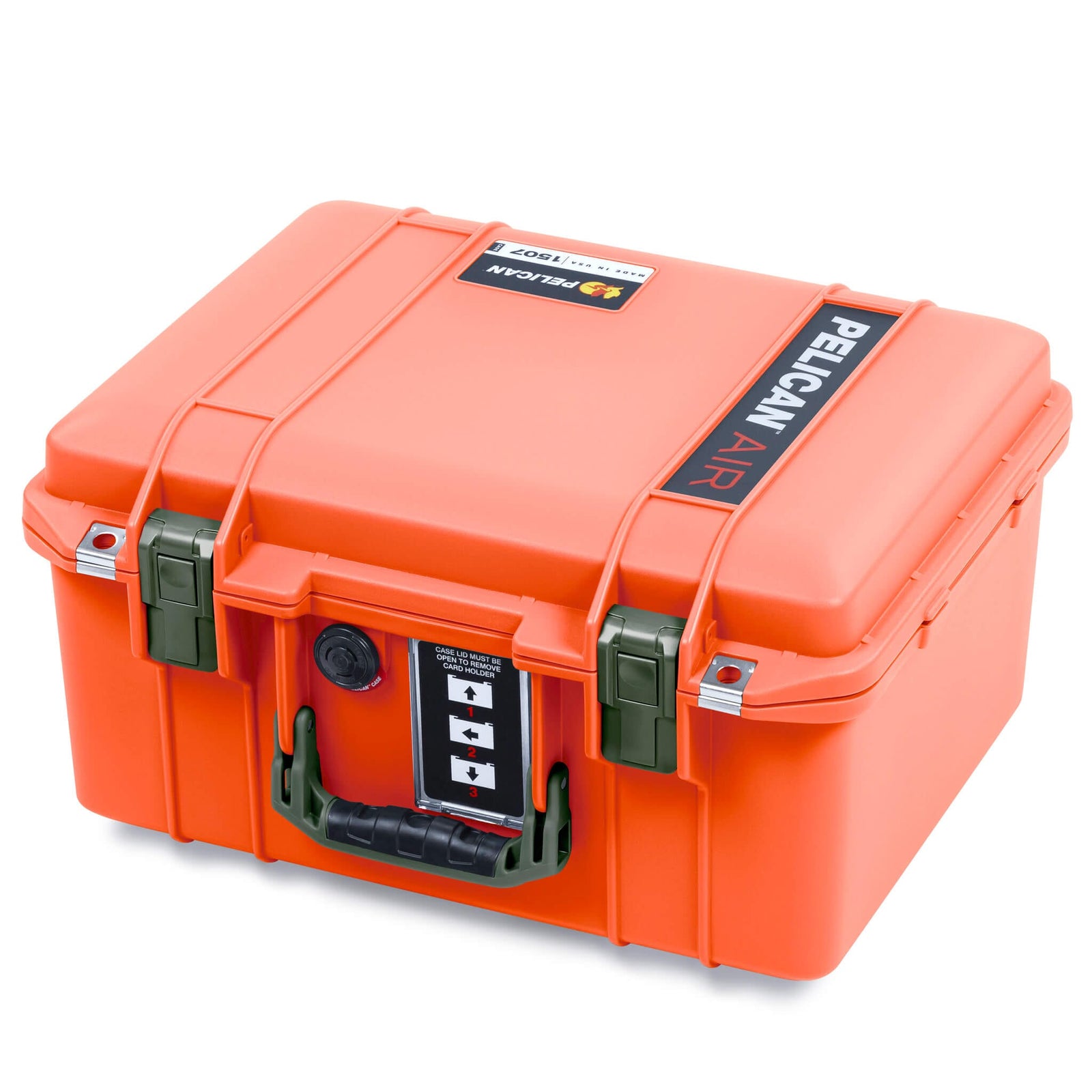 Pelican 1507 Air Case, Orange with OD Green Handle & Latches ColorCase