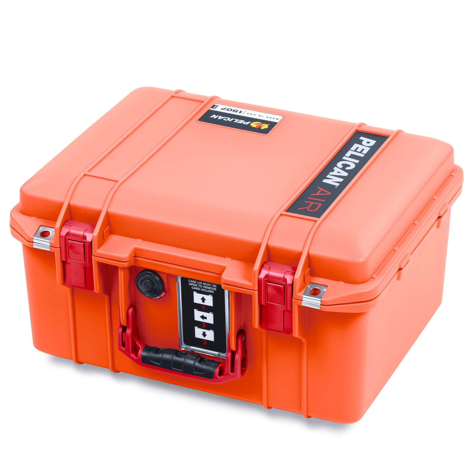 Pelican 1507 Air Case, Orange with Red Handle & Latches ColorCase