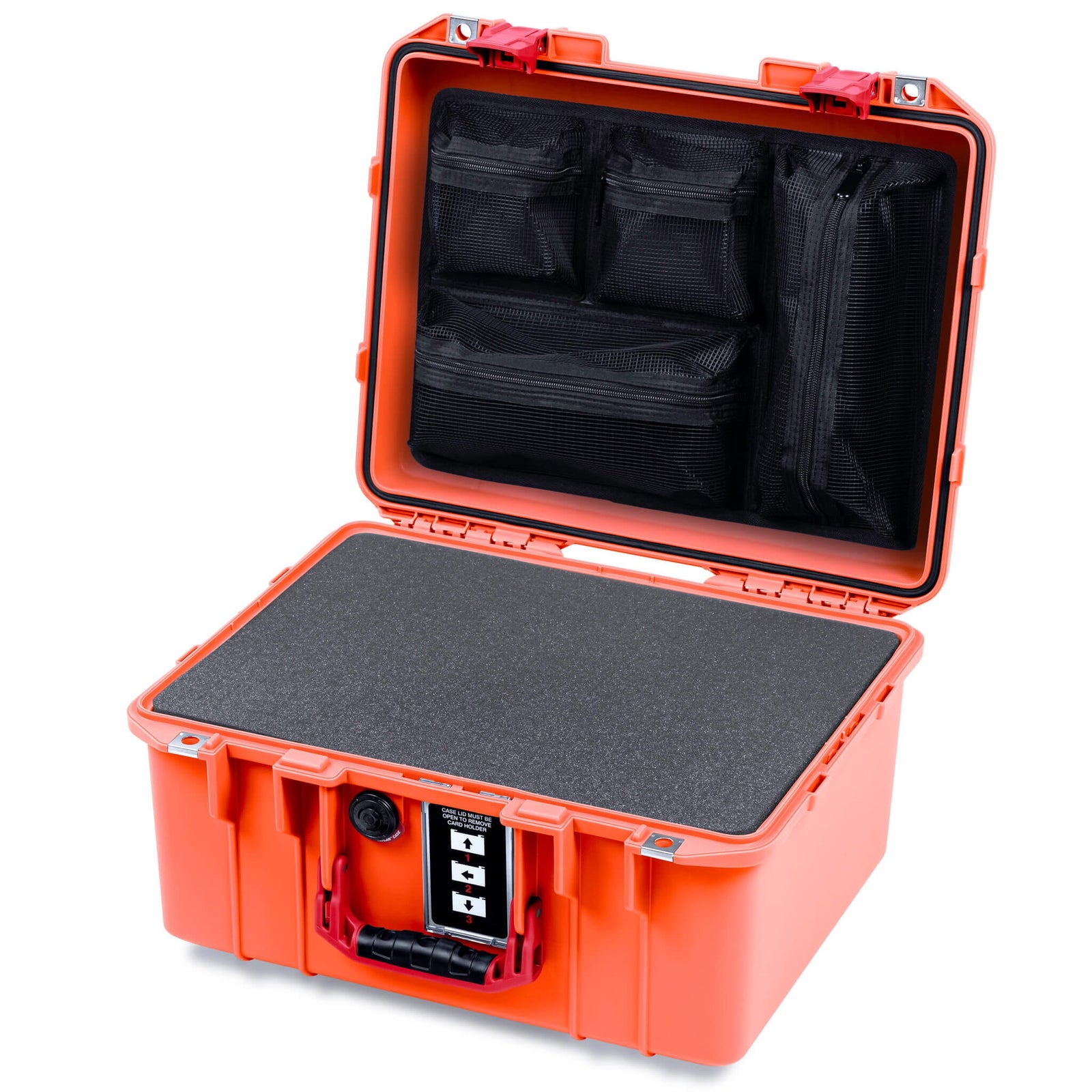 Pelican 1507 Air Case, Orange with Red Handle & Latches ColorCase