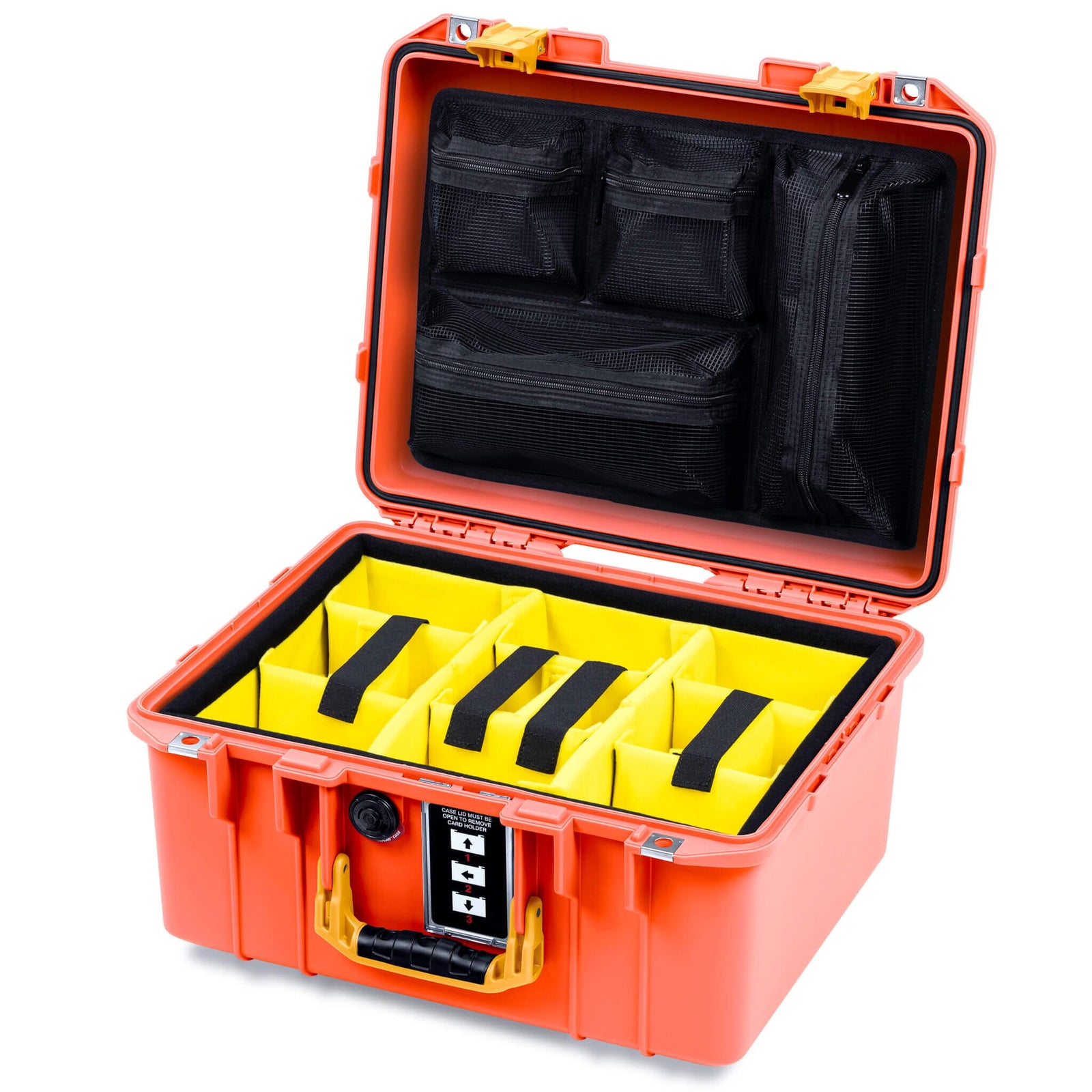 Pelican 1507 Air Case, Orange with Yellow Handle & Latches ColorCase
