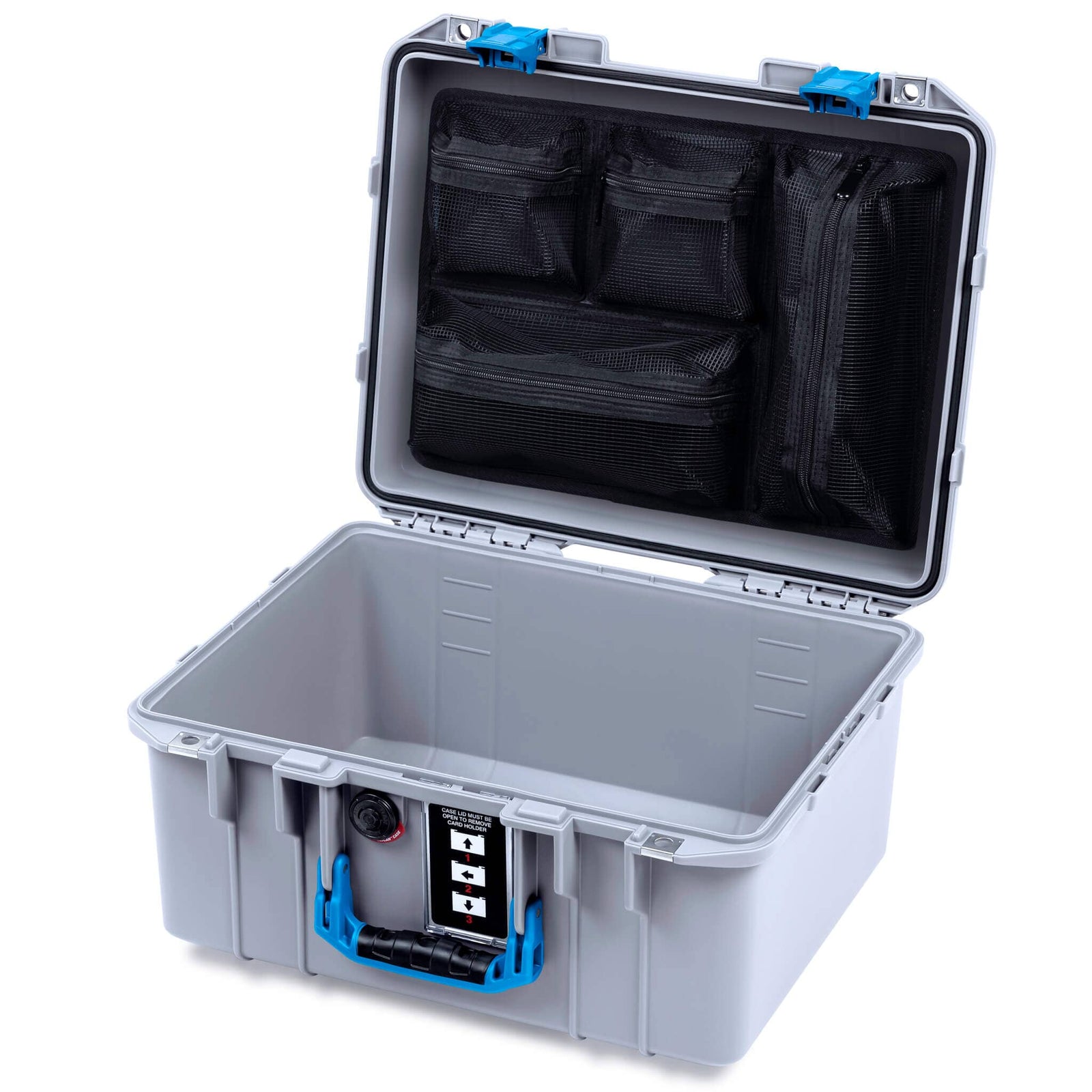 Pelican 1507 Air Case, Silver with Blue Handle & Latches ColorCase