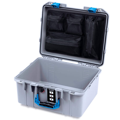 Pelican 1507 Air Case, Silver with Blue Handle & Latches ColorCase