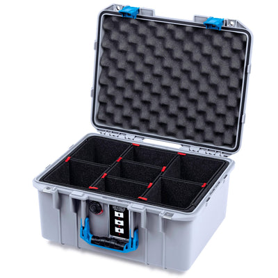 Pelican 1507 Air Case, Silver with Blue Handle & Latches TrekPak Divider System with Convolute Lid Foam ColorCase 015070-0020-180-121