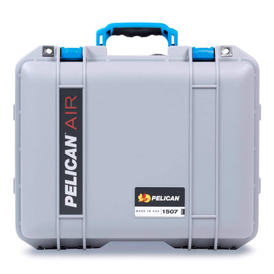 Pelican 1507 Air Case, Silver with Blue Handle & Latches ColorCase