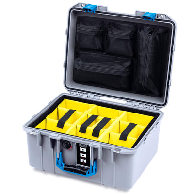 Pelican 1507 Air Case, Silver with Blue Handle & Latches ColorCase