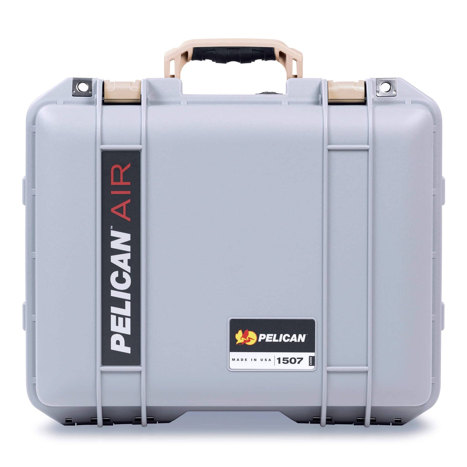 Pelican 1507 Air Case, Silver with Desert Tan Handle & Latches ColorCase