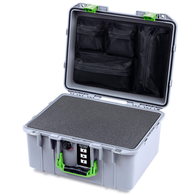 Pelican 1507 Air Case, Silver with Lime Green Handle & Latches ColorCase