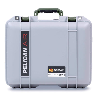 Pelican 1507 Air Case, Silver with OD Green Handle & Latches ColorCase
