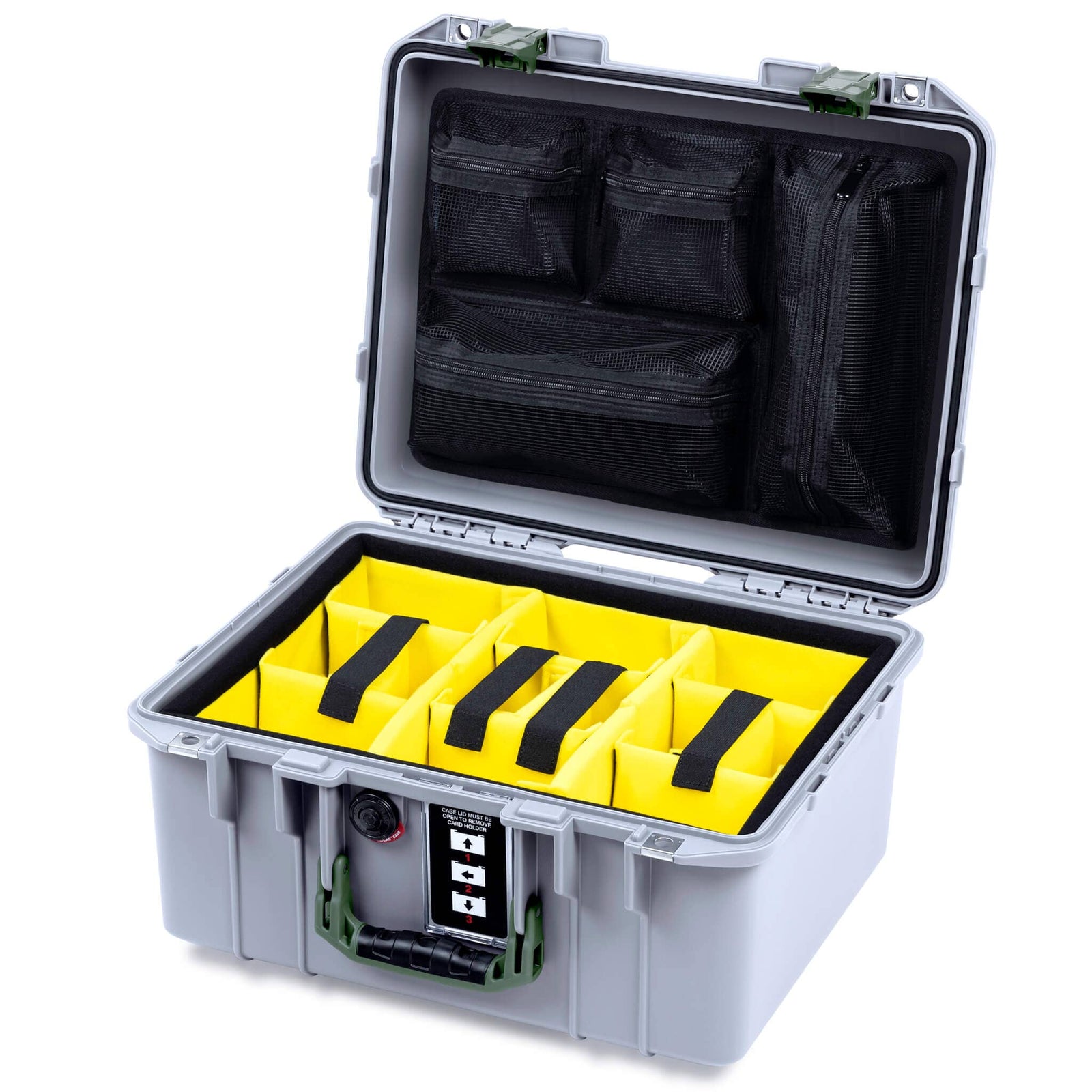 Pelican 1507 Air Case, Silver with OD Green Handle & Latches ColorCase