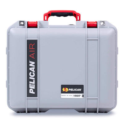 Pelican 1507 Air Case, Silver with Red Handle & Latches ColorCase