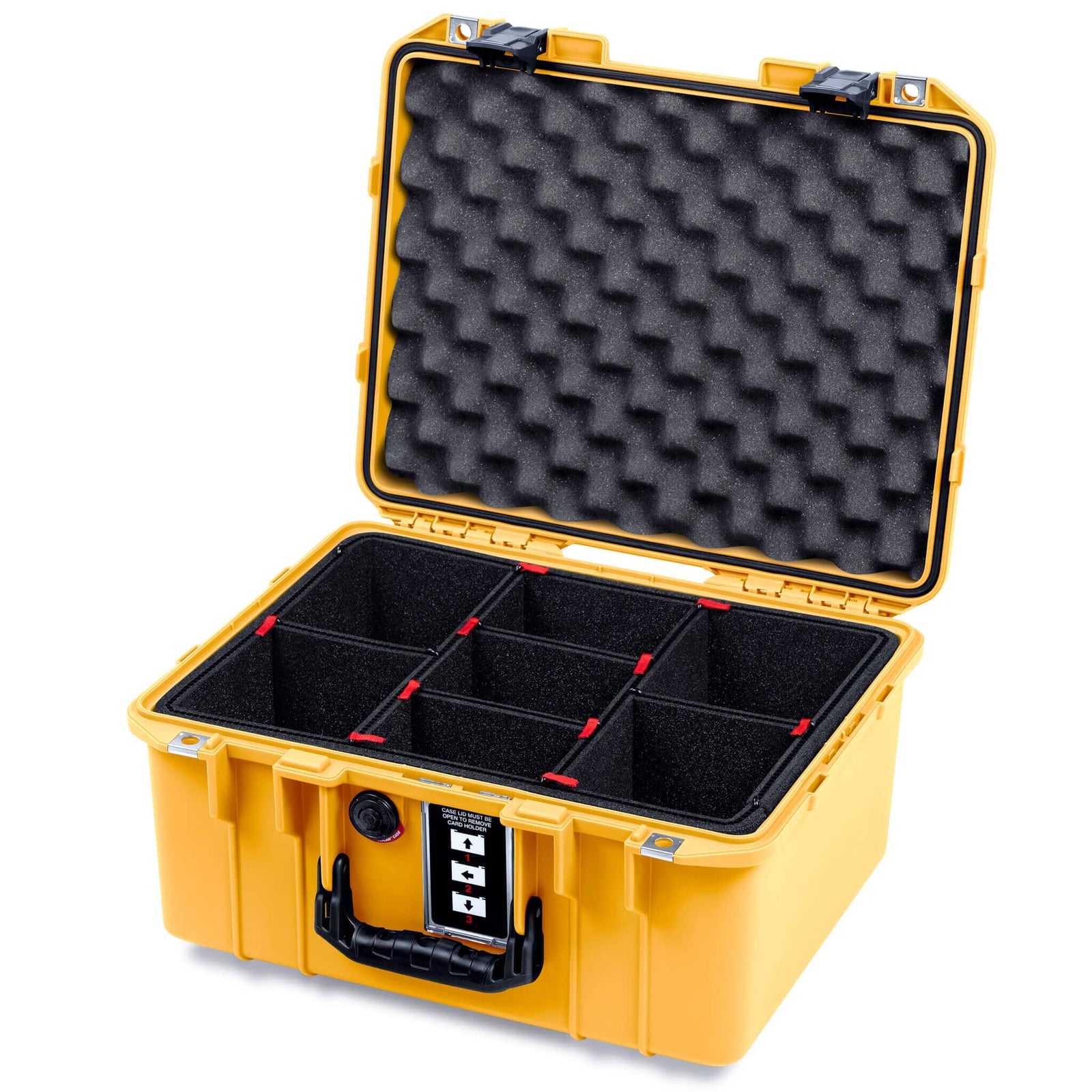 Pelican 1507 Air Case, Yellow with Black Handle & Latches TrekPak Divider System with Convolute Lid Foam ColorCase 015070-0020-240-111