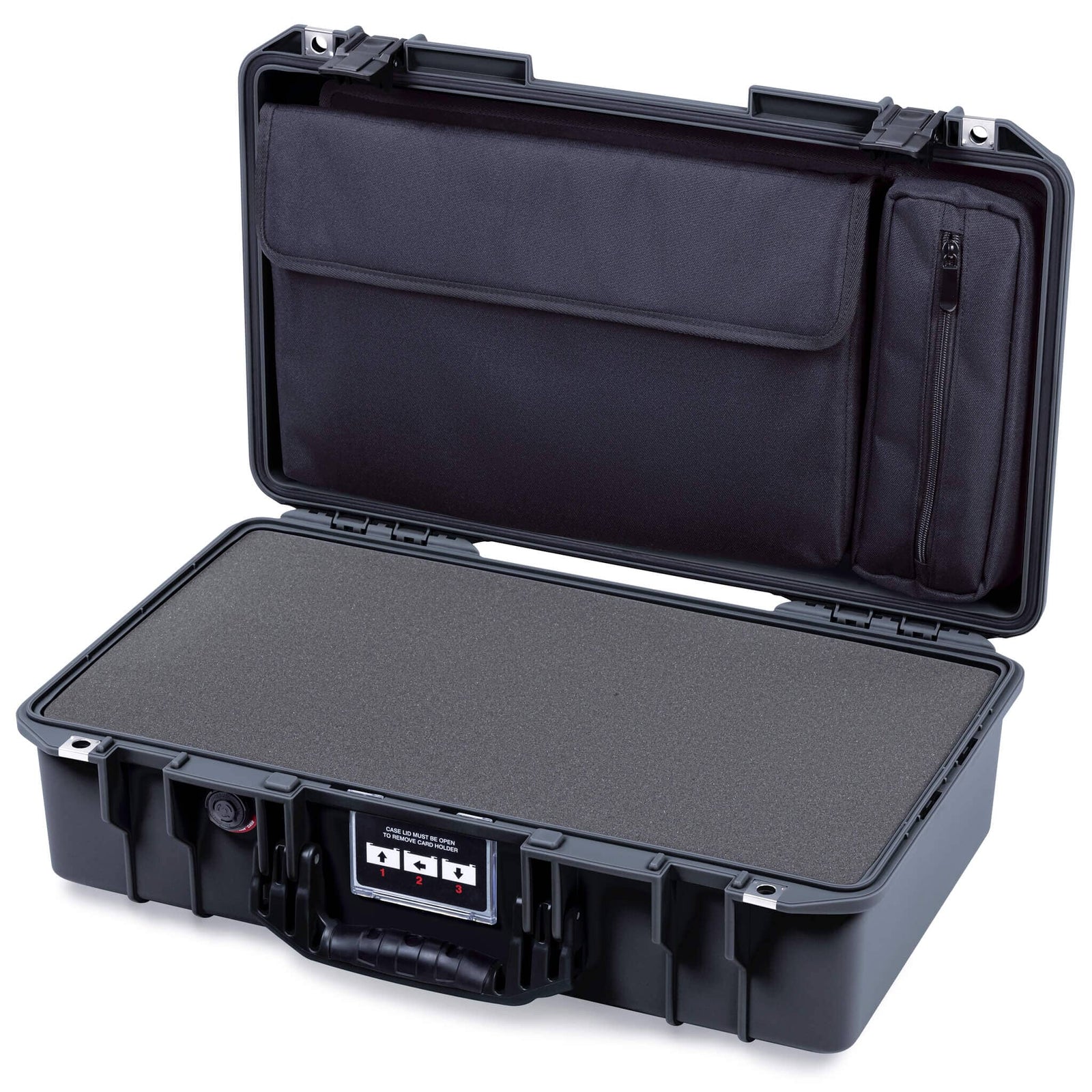 Pelican 1525 Air Case, Black Pick & Pluck Foam with Laptop Computer Pouch ColorCase 015250-0201-110-111