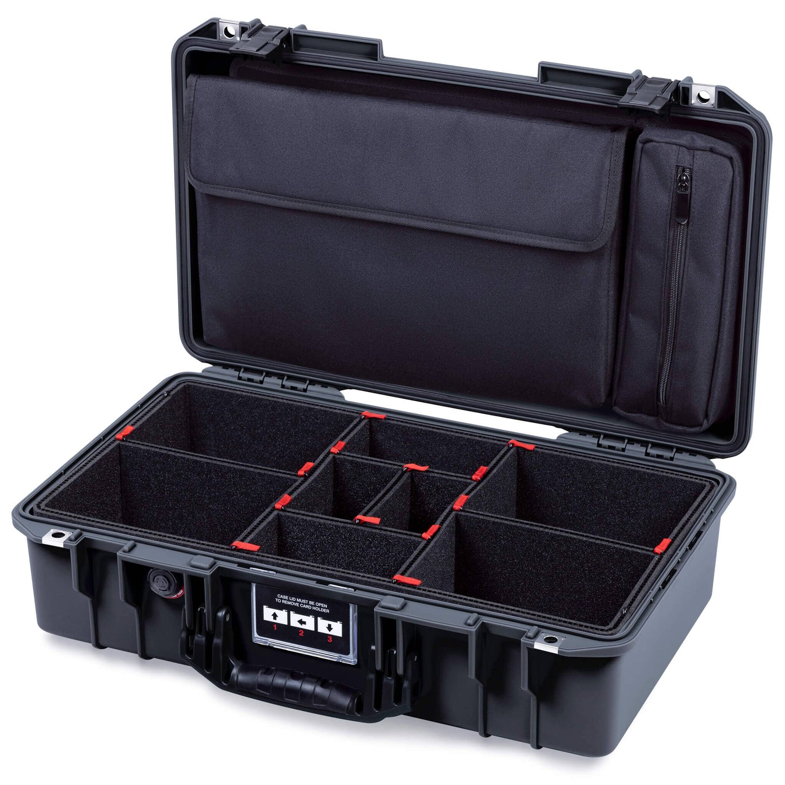 Pelican 1525 Air Case, Black TrekPak Divider Sytem with Laptop Computer Pouch ColorCase 015250-0220-110-111