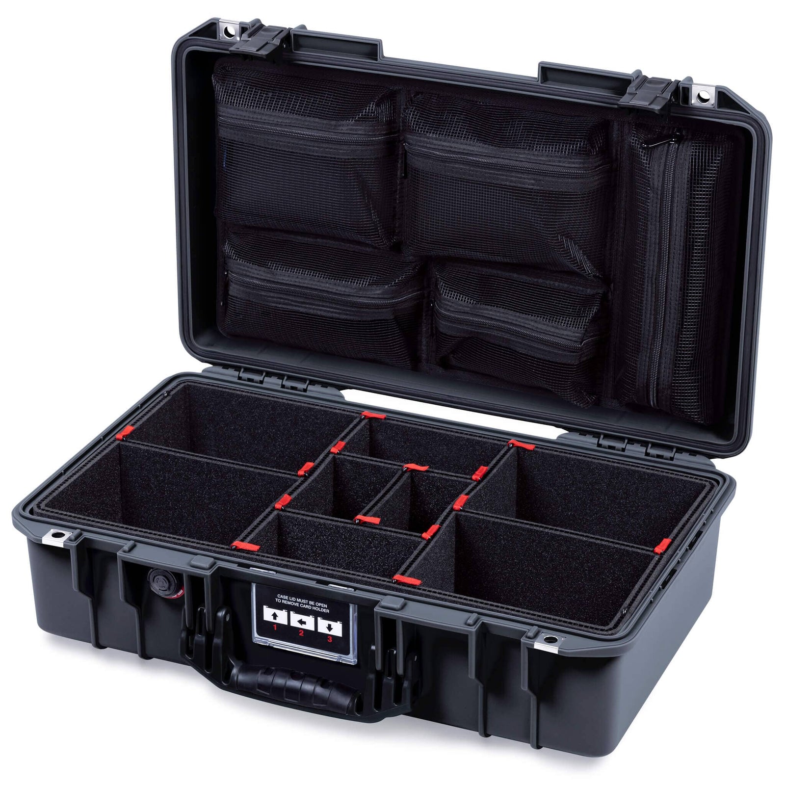 Pelican 1525 Air Case, Black TrekPak Divider System with Mesh Lid Organizer ColorCase 015250-0120-110-111