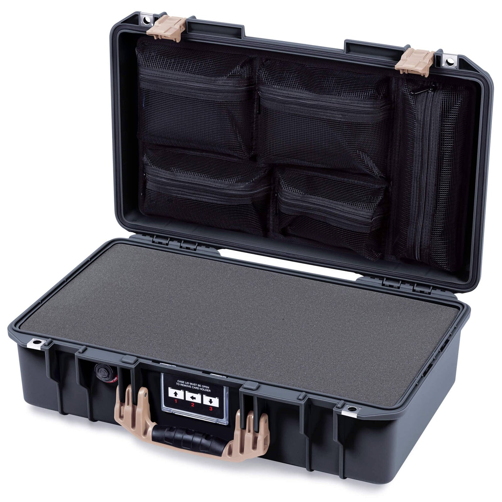 Pelican 1525 Air Case, Black with Desert Tan Handle & Latches ColorCase