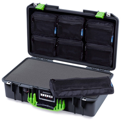 Pelican 1525 Air Case, Black with Lime Green Handle & Latches ColorCase