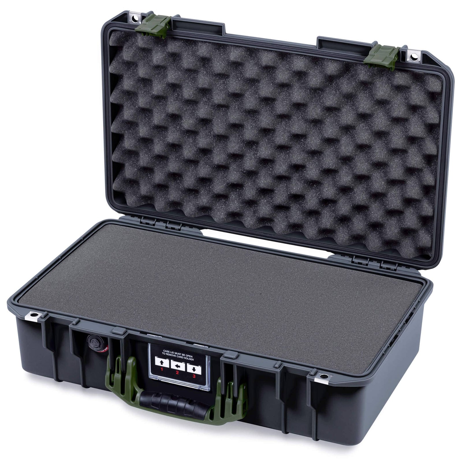 Pelican 1525 Air Case, Black with OD Green Handle & Latches Pick & Pluck Foam with Convolute Lid Foam ColorCase 015250-0001-110-131