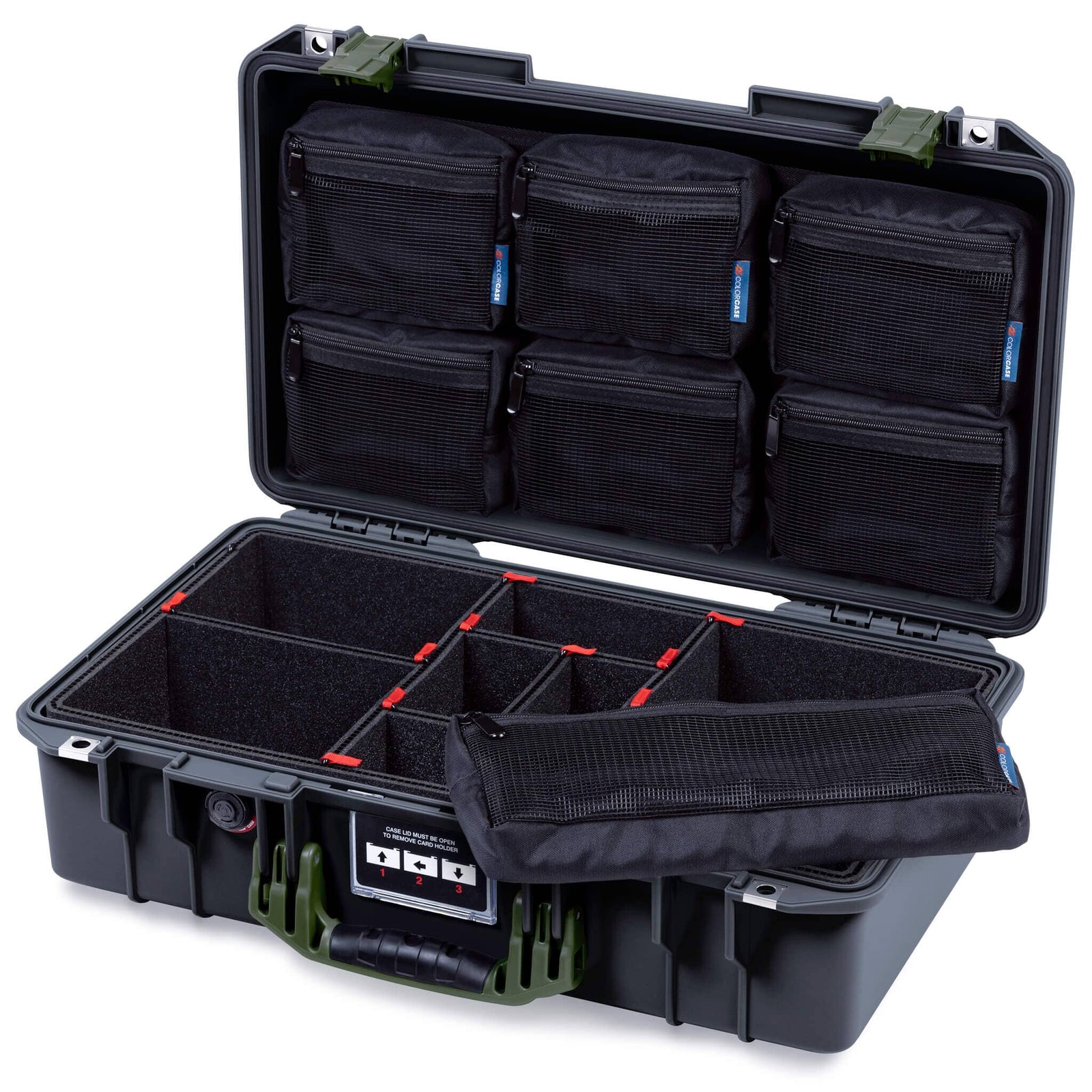 Pelican 1525 Air Case, Black with OD Green Handle & Latches ColorCase