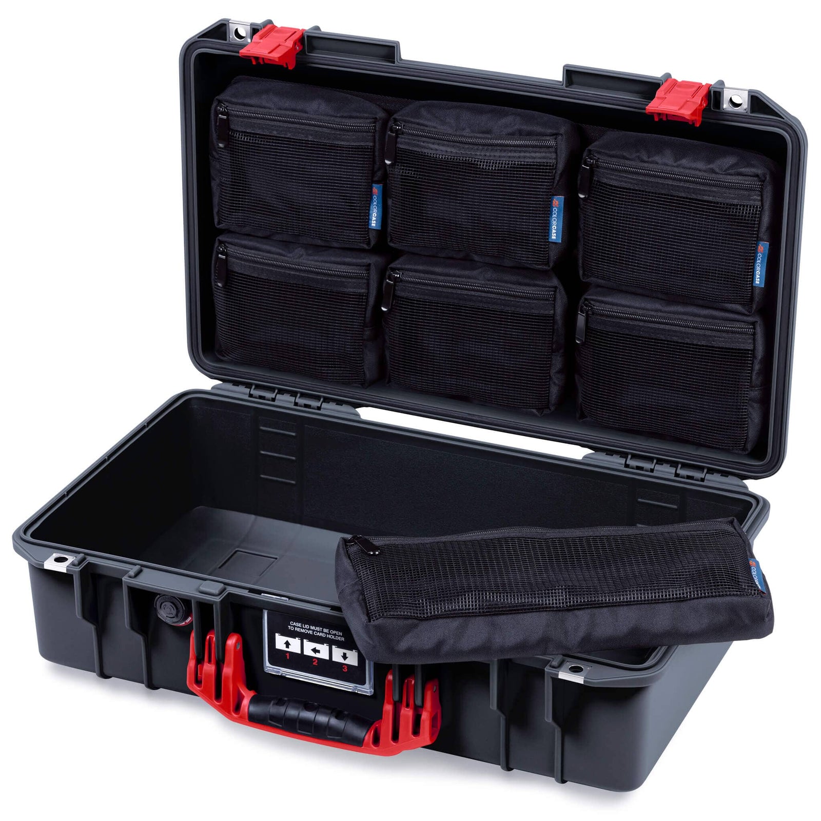Pelican 1525 Air Case, Black with Red Handle & Latches ColorCase