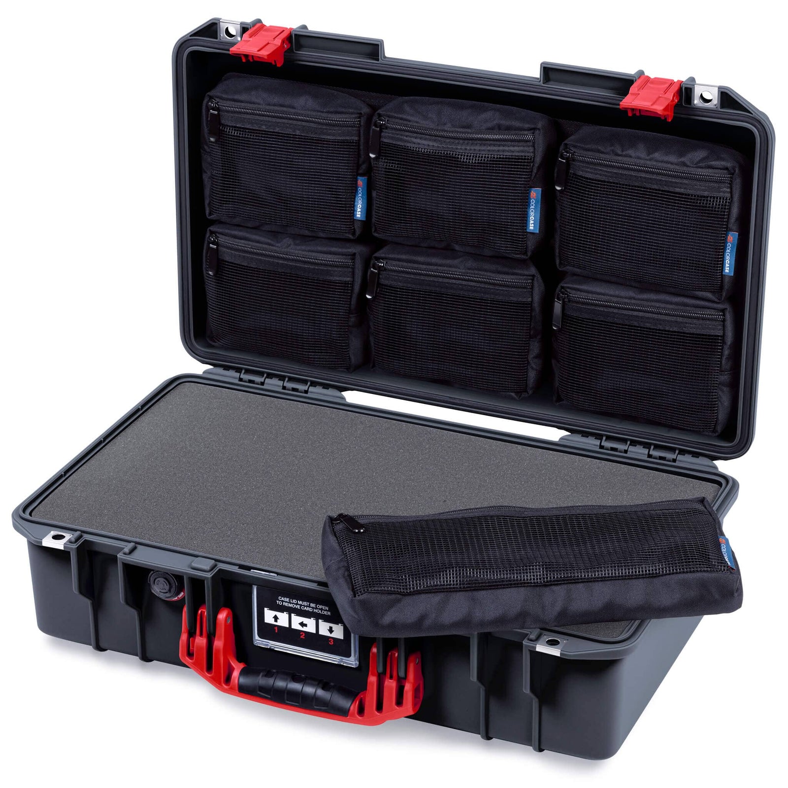 Pelican 1525 Air Case, Black with Red Handle & Latches ColorCase