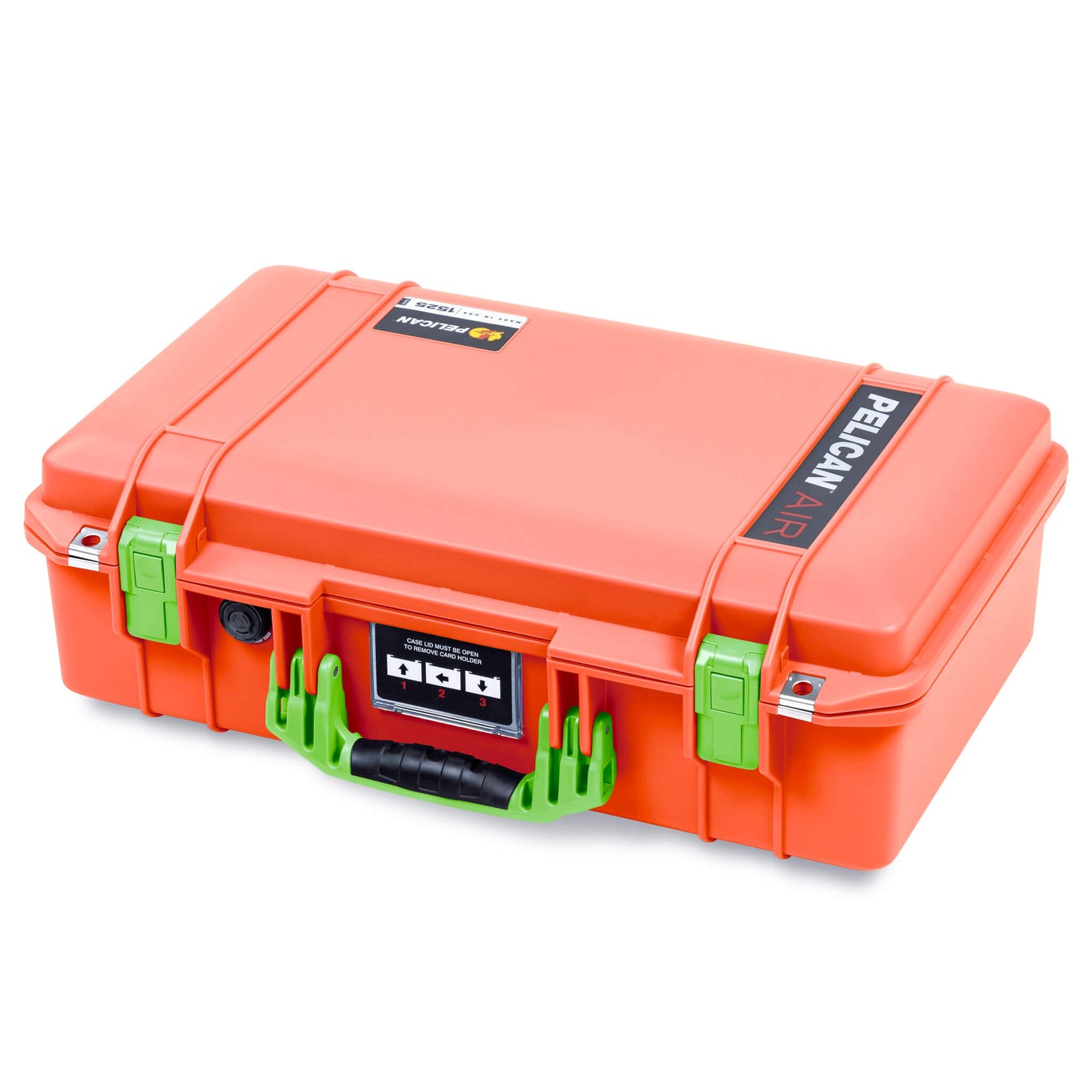 Pelican 1525 Air Case, Orange with Lime Green Handle & Latches ColorCase