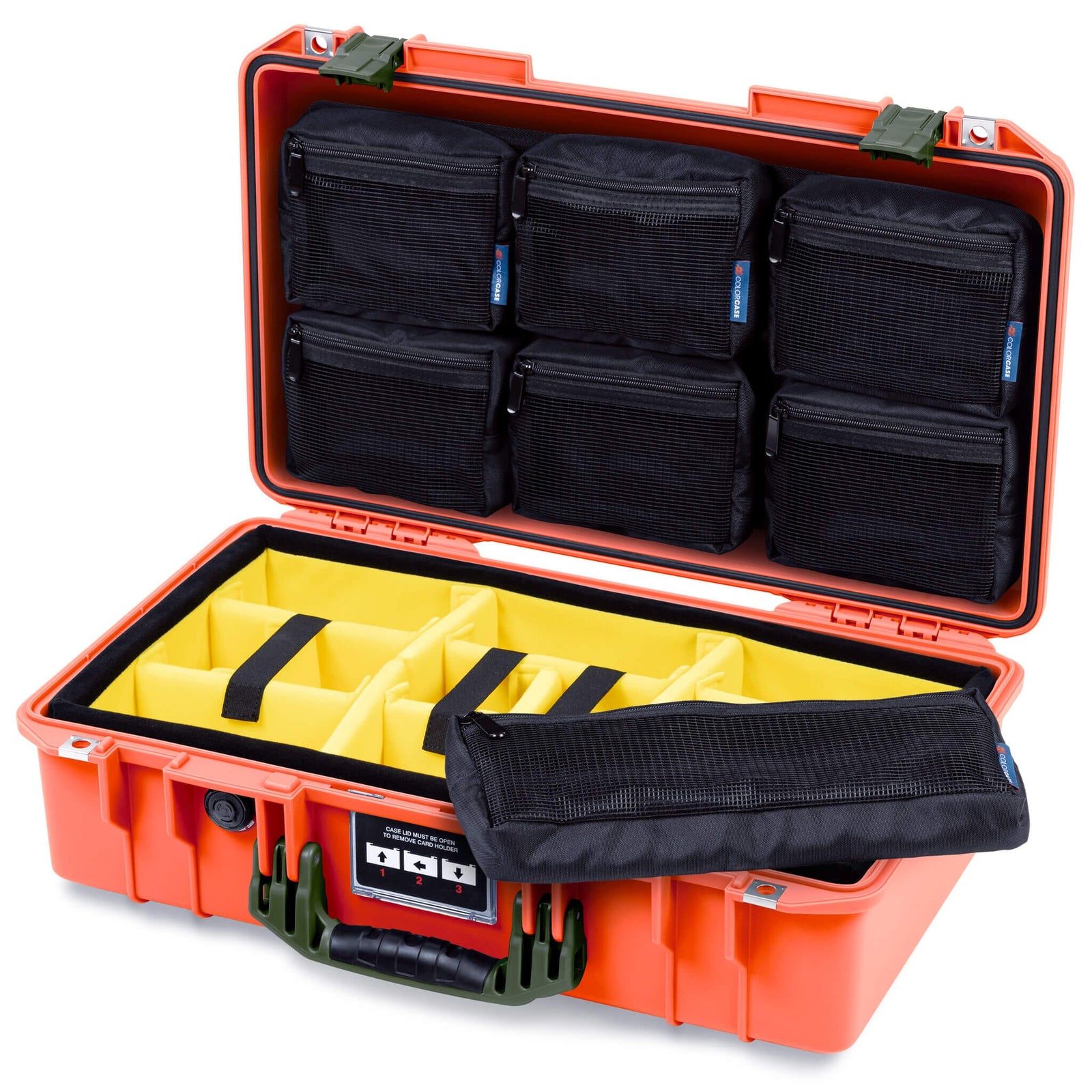 Pelican 1525 Air Case, Orange with OD Green Handle & Latches ColorCase