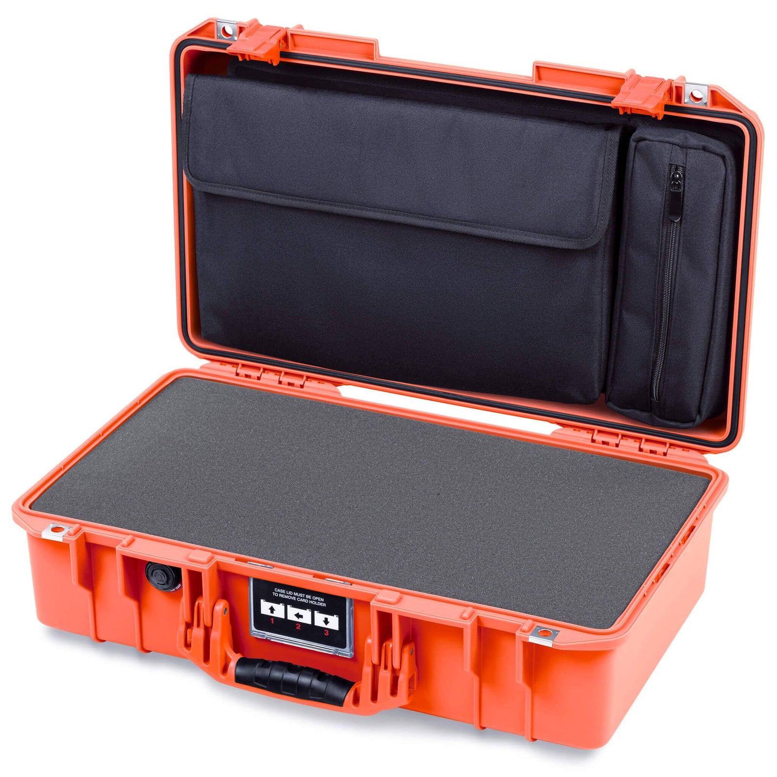 Pelican 1525 Air Case, Orange Pick & Pluck Foam with Laptop Computer Pouch ColorCase 015250-0201-150-151