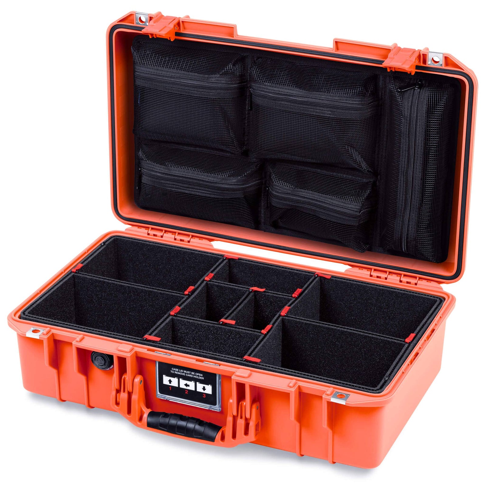 Pelican 1525 Air Case, Orange TrekPak Divider System with Mesh Lid Organizer ColorCase 015250-0120-150-151