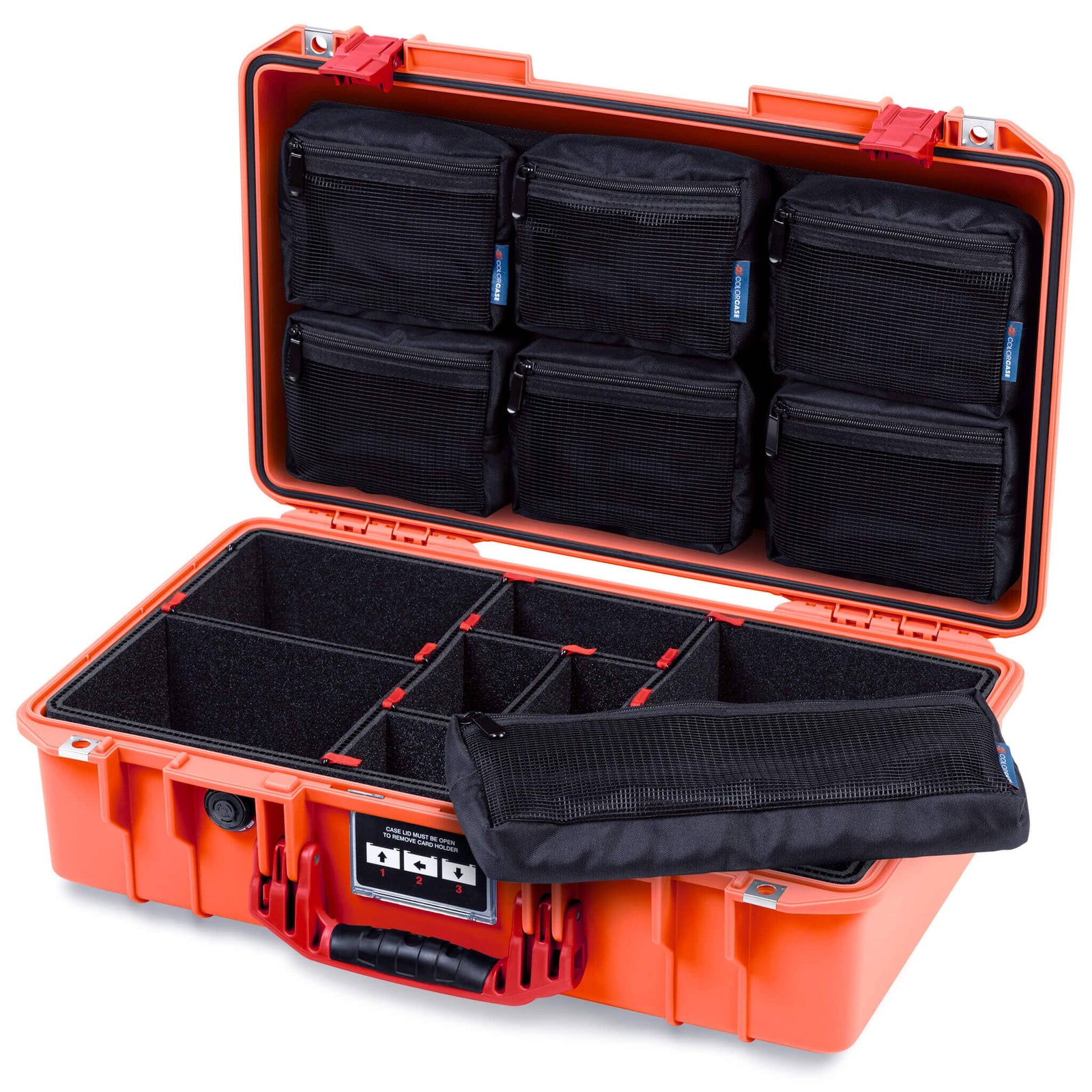 Pelican 1525 Air Case, Orange with Red Handle & Latches ColorCase