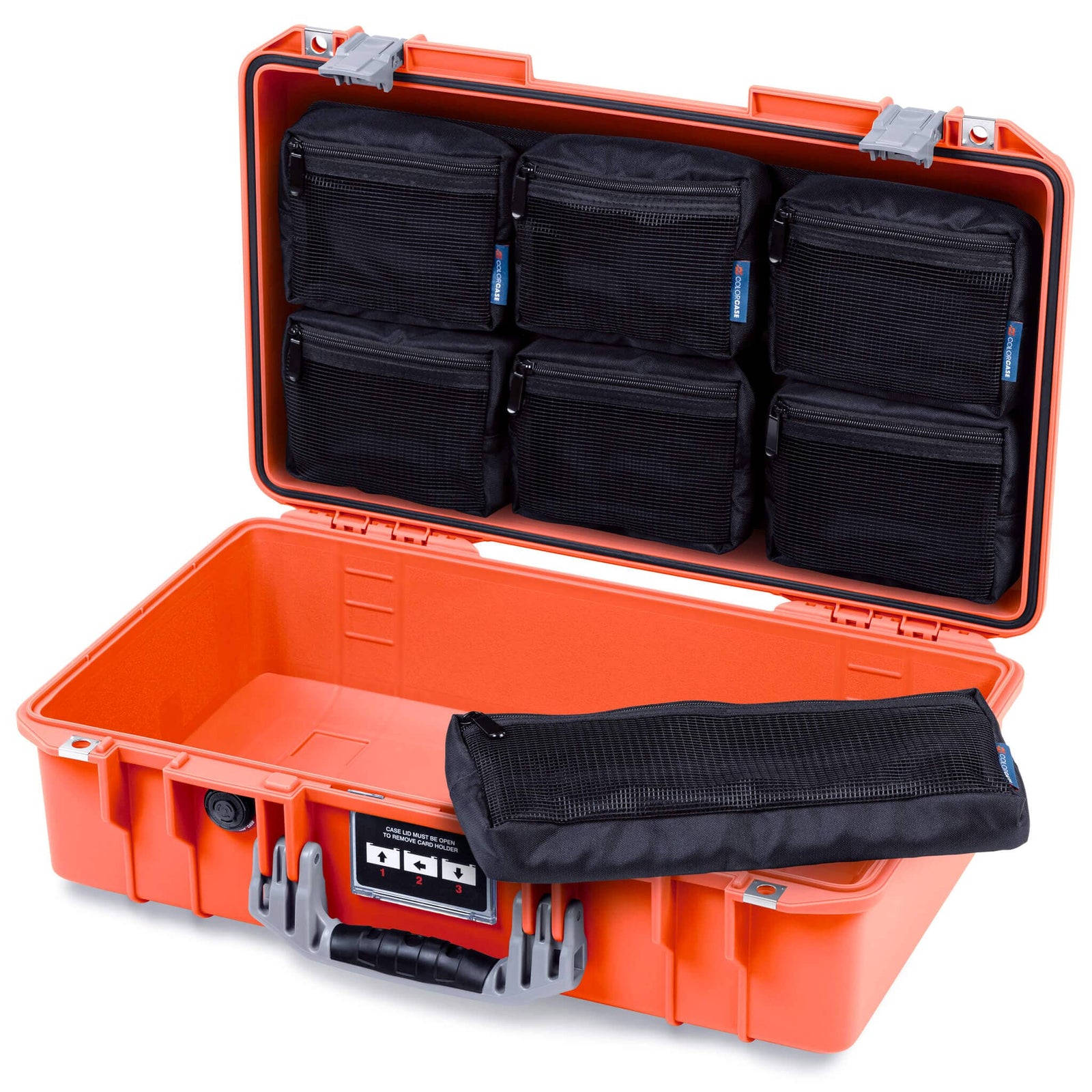 Pelican 1525 Air Case, Orange with Silver Handle & Latches ColorCase