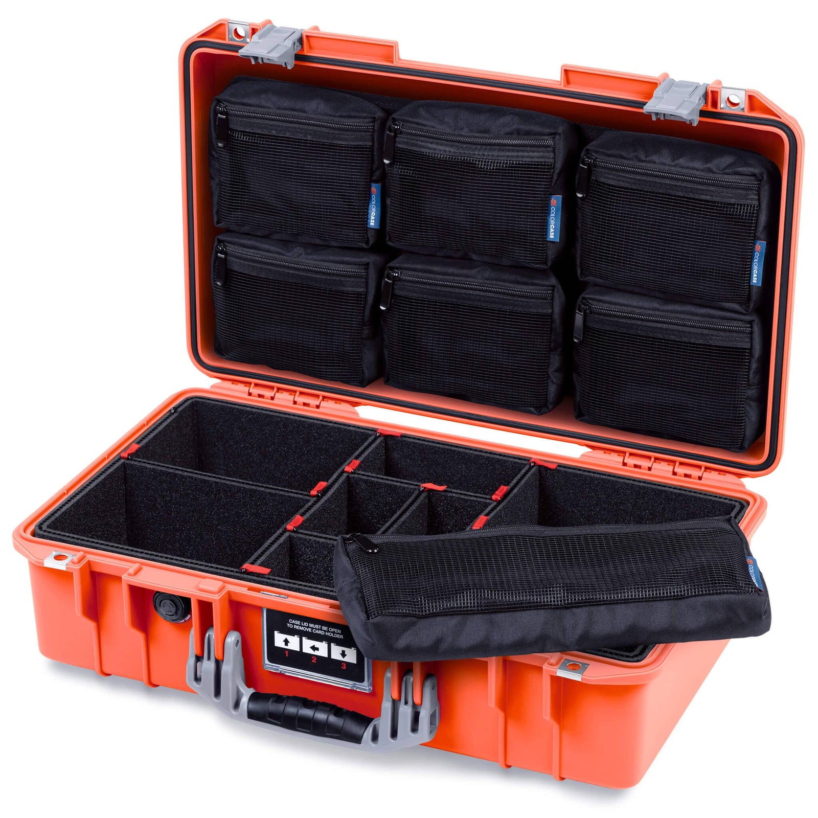 Pelican 1525 Air Case, Orange with Silver Handle & Latches ColorCase