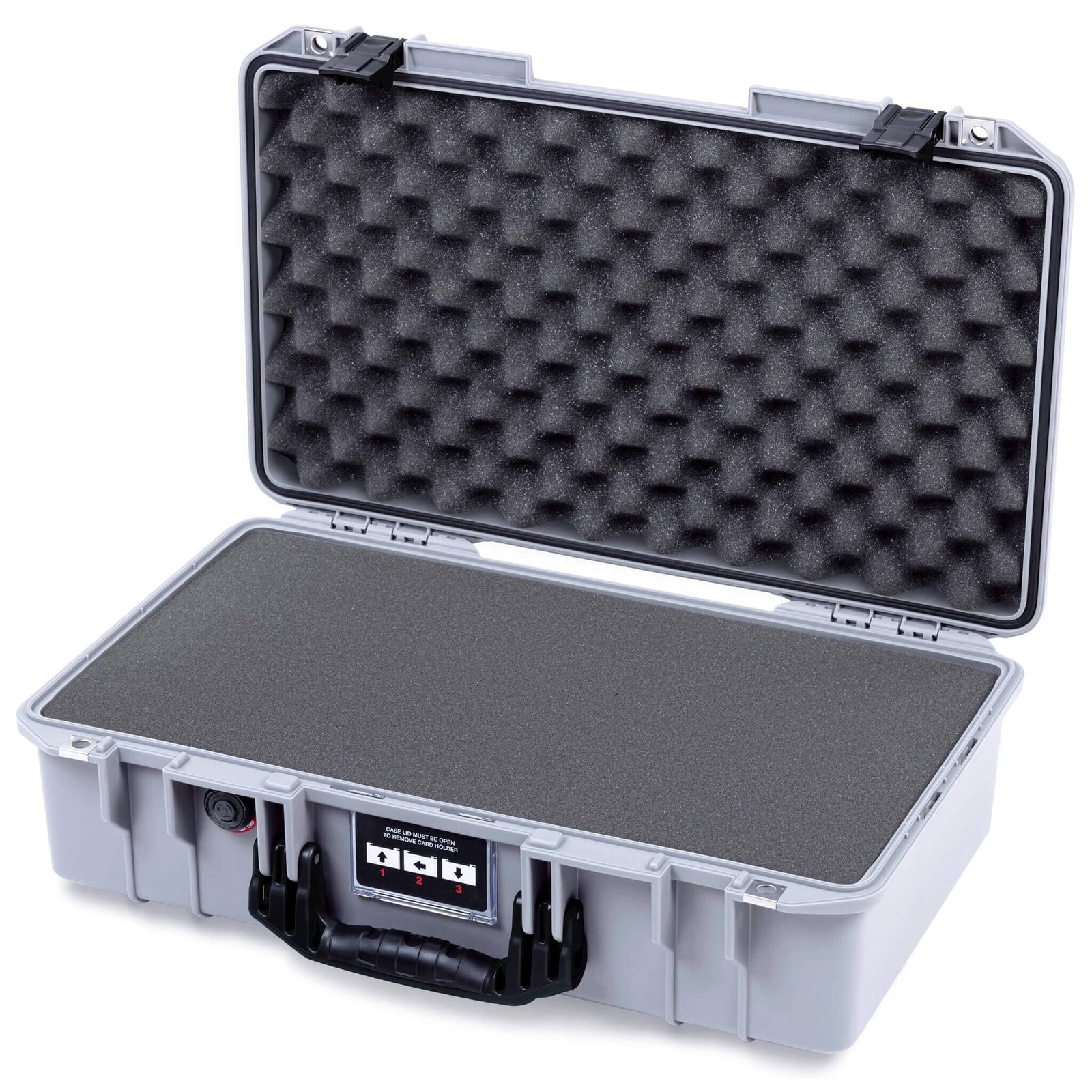 Pelican 1525 Air Case, Silver with Black Handle & Latches Pick & Pluck Foam with Convolute Lid Foam ColorCase 015250-0001-180-111