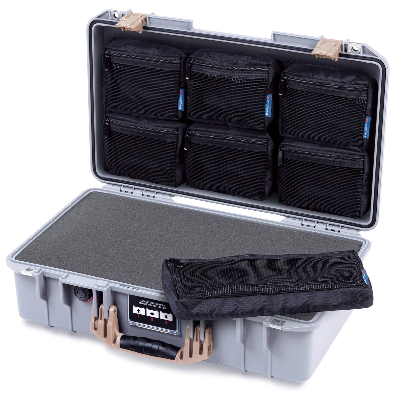 Pelican 1525 Air Case, Silver with Desert Tan Handle & Latches ColorCase