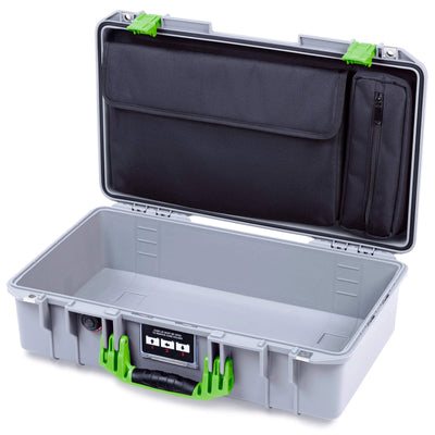 Pelican 1525 Air Case, Silver with Lime Green Handle & Latches ColorCase