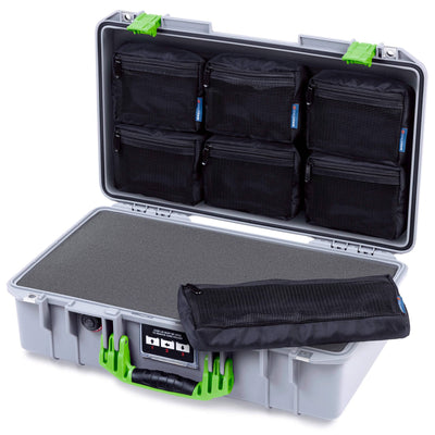 Pelican 1525 Air Case, Silver with Lime Green Handle & Latches ColorCase