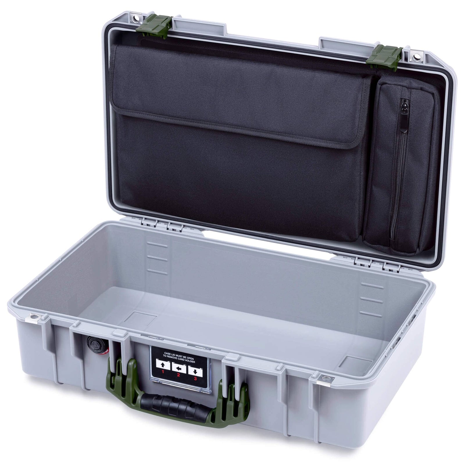 Pelican 1525 Air Case, Silver with OD Green Handle & Latches ColorCase