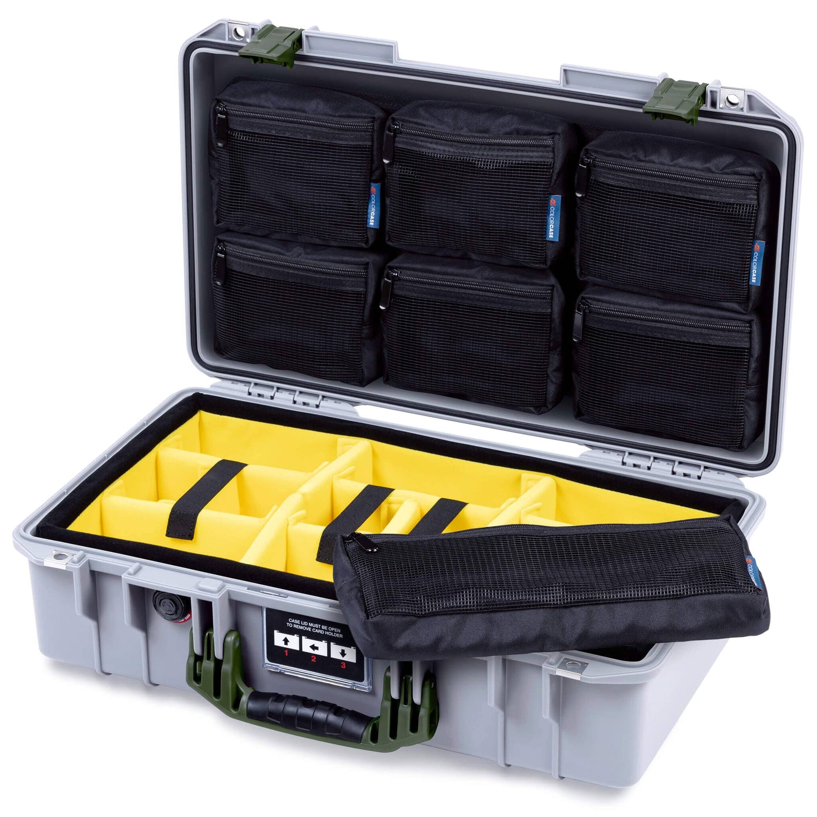 Pelican 1525 Air Case, Silver with OD Green Handle & Latches ColorCase