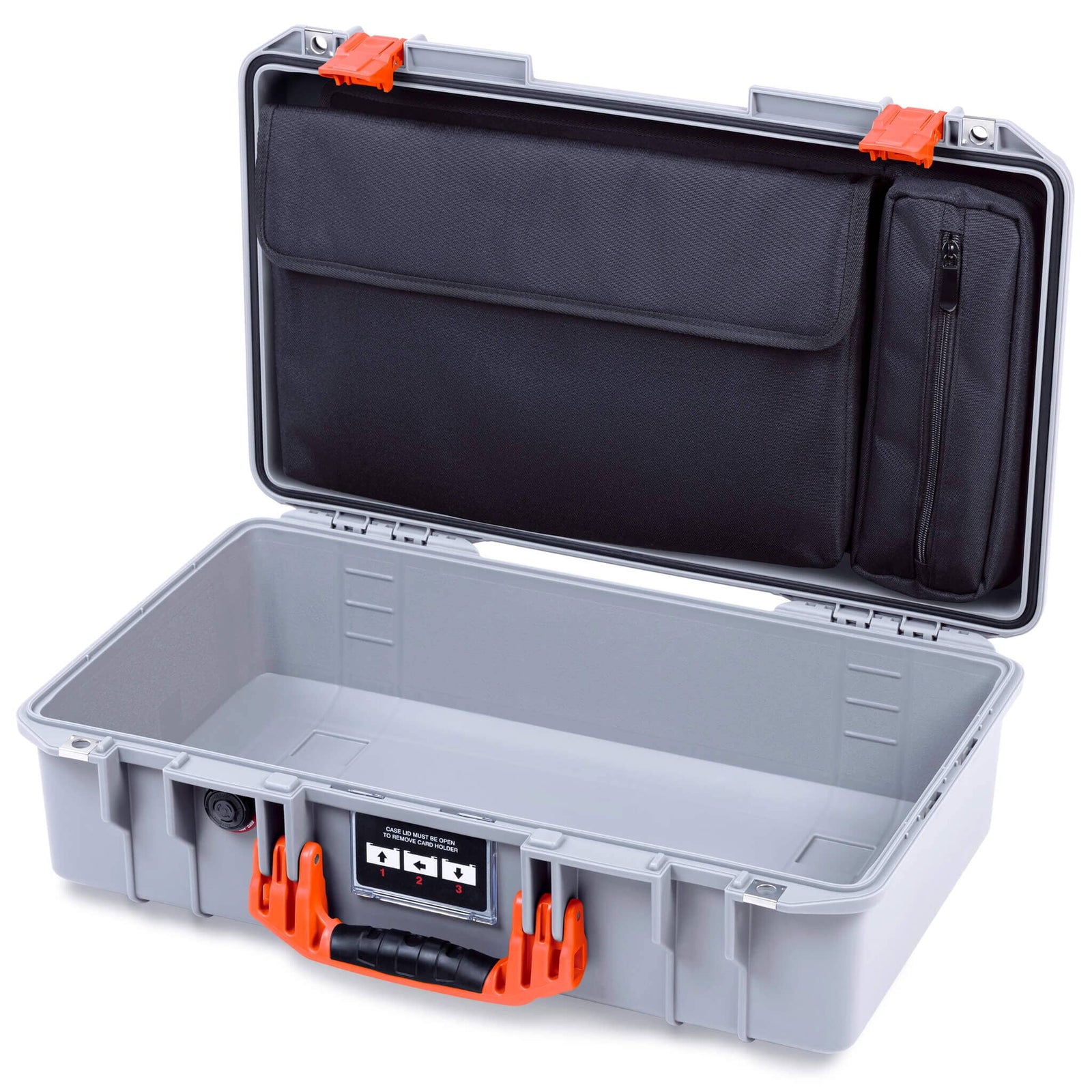 Pelican 1525 Air Case, Silver with Orange Handle & Latches ColorCase