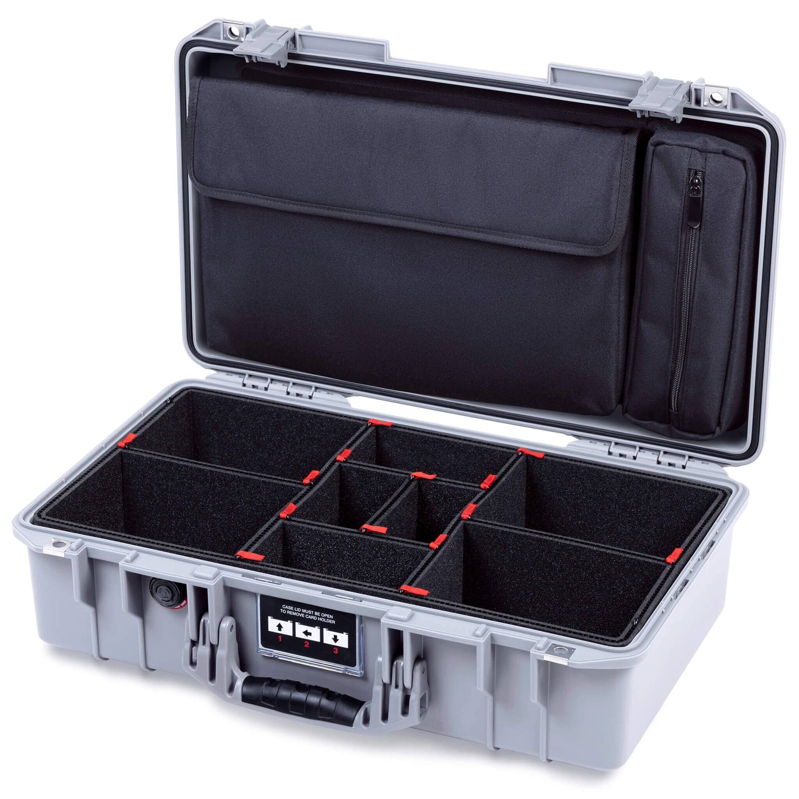 Pelican 1525 Air Case, Silver TrekPak Divider Sytem with Laptop Computer Pouch ColorCase 015250-0220-180-181