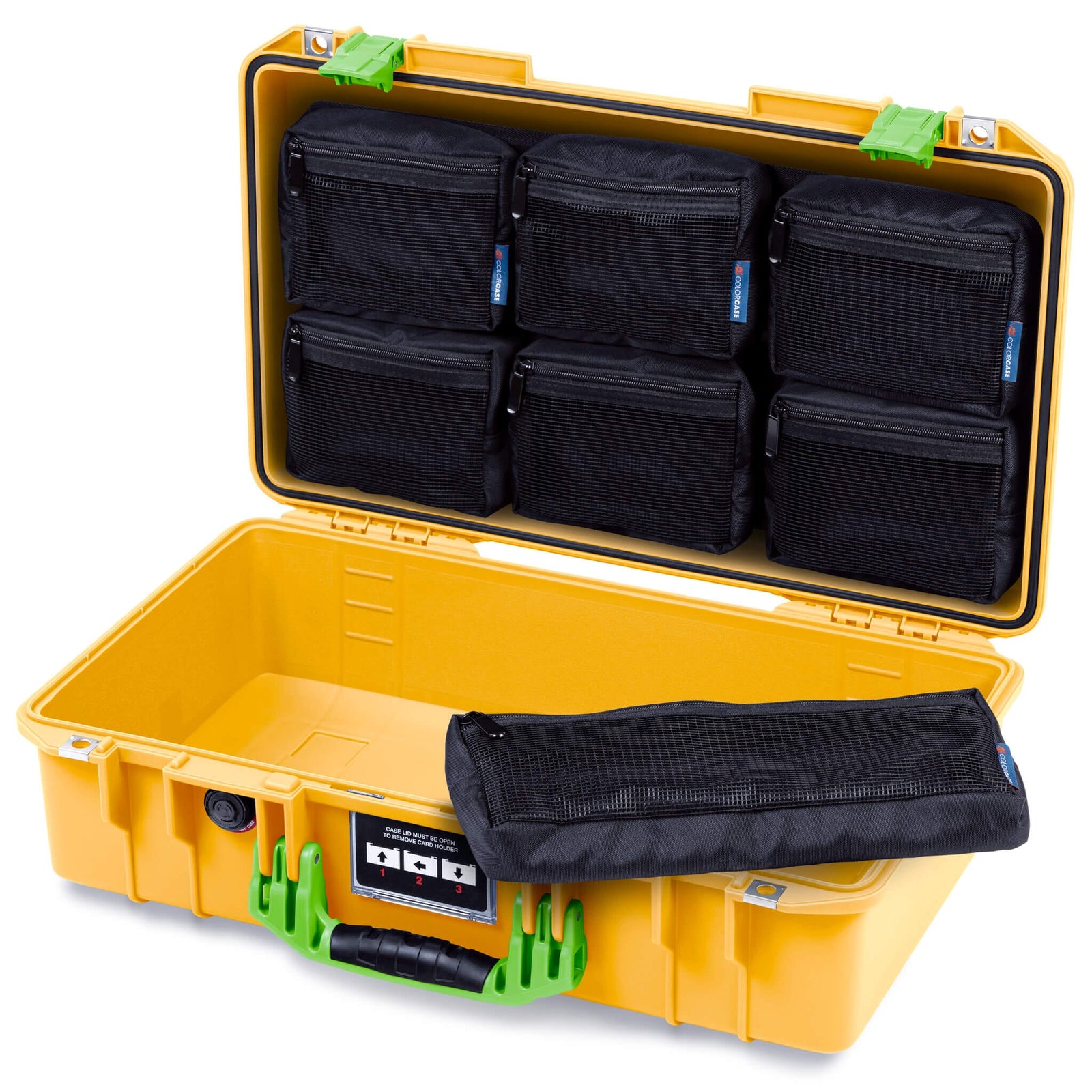 Pelican 1525 Air Case, Yellow with Lime Green Handle & Latches ColorCase