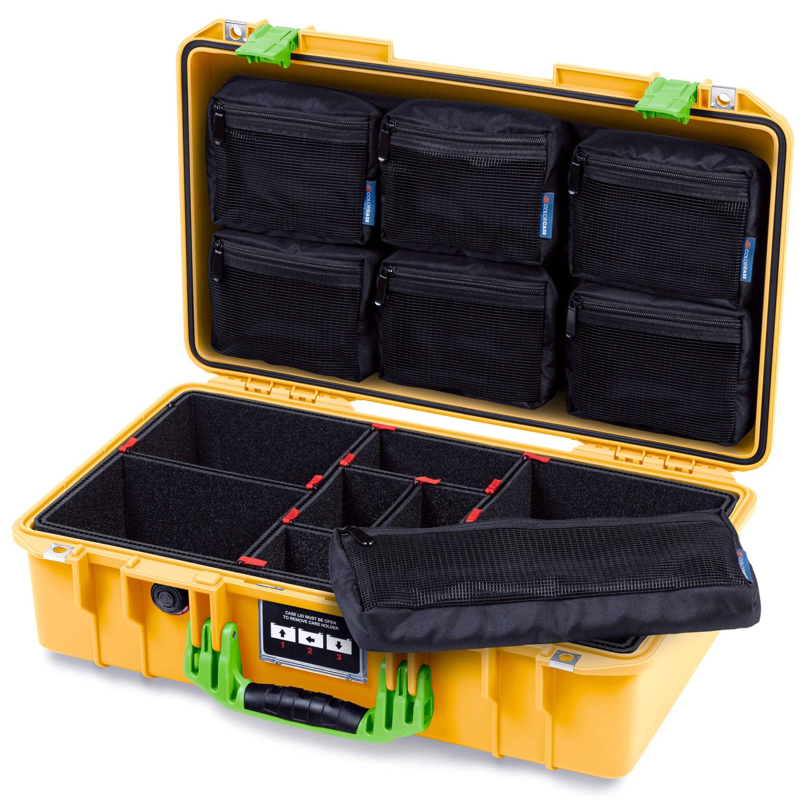 Pelican 1525 Air Case, Yellow with Lime Green Handle & Latches ColorCase