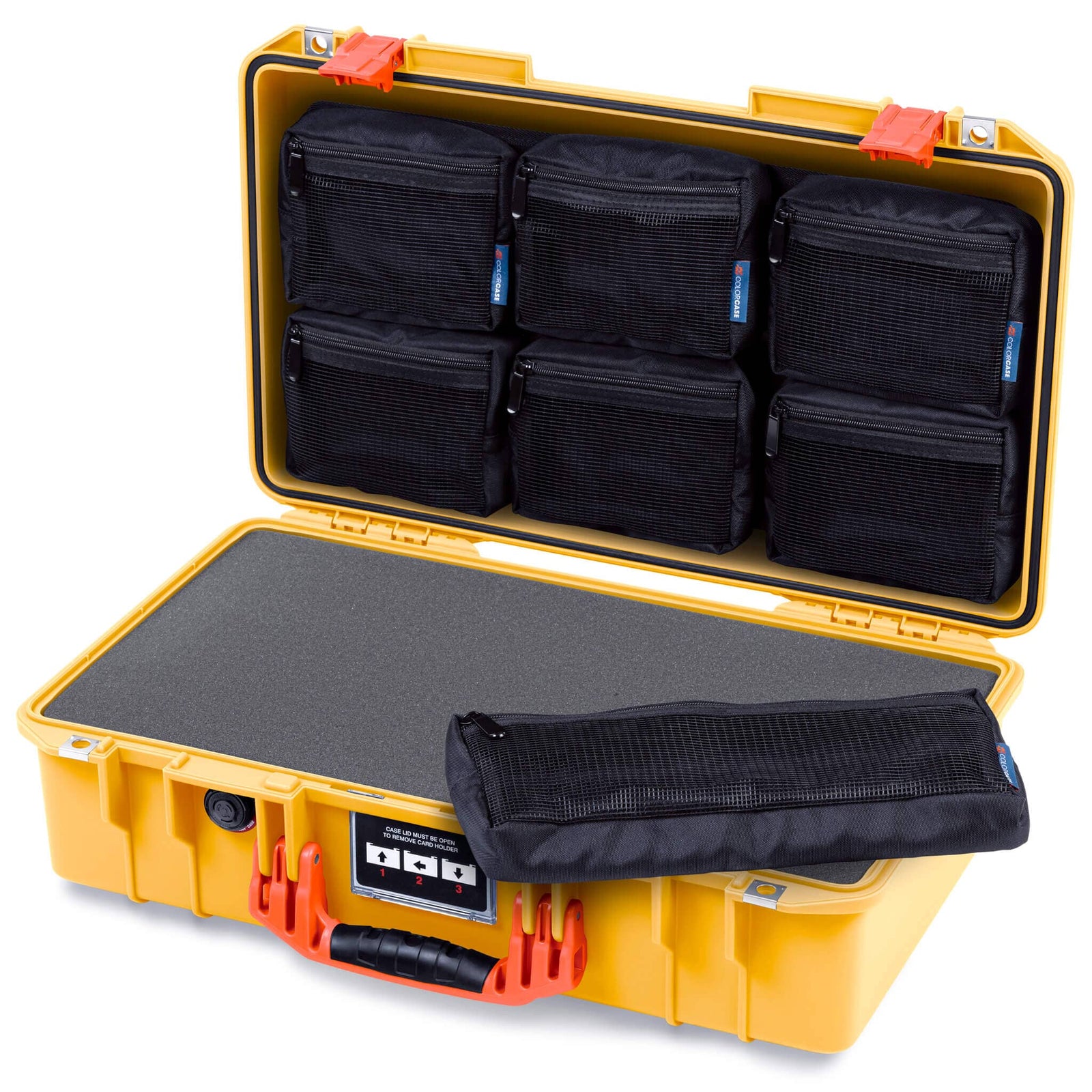 Pelican 1525 Air Case, Yellow with Orange Handle & Latches ColorCase