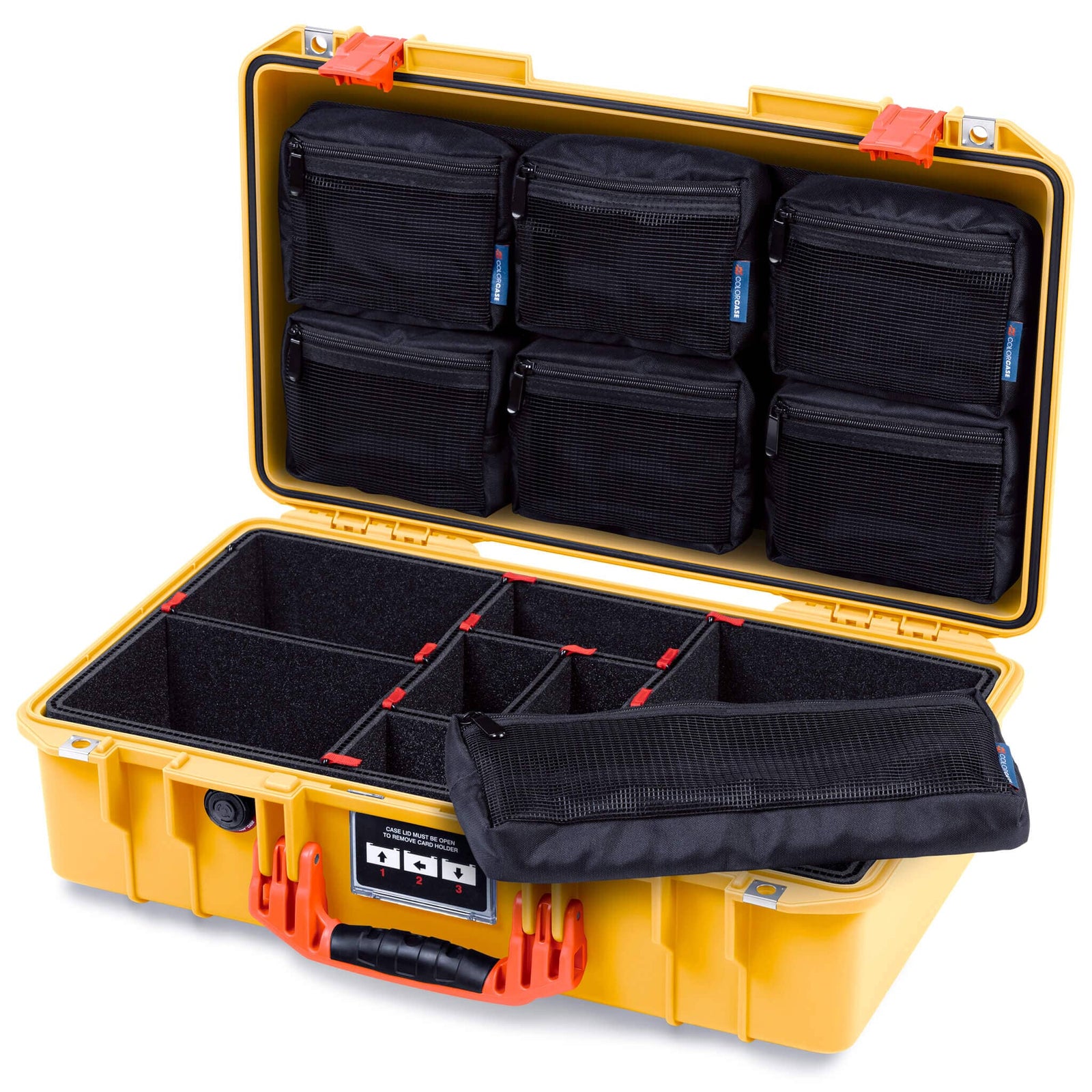 Pelican 1525 Air Case, Yellow with Orange Handle & Latches ColorCase