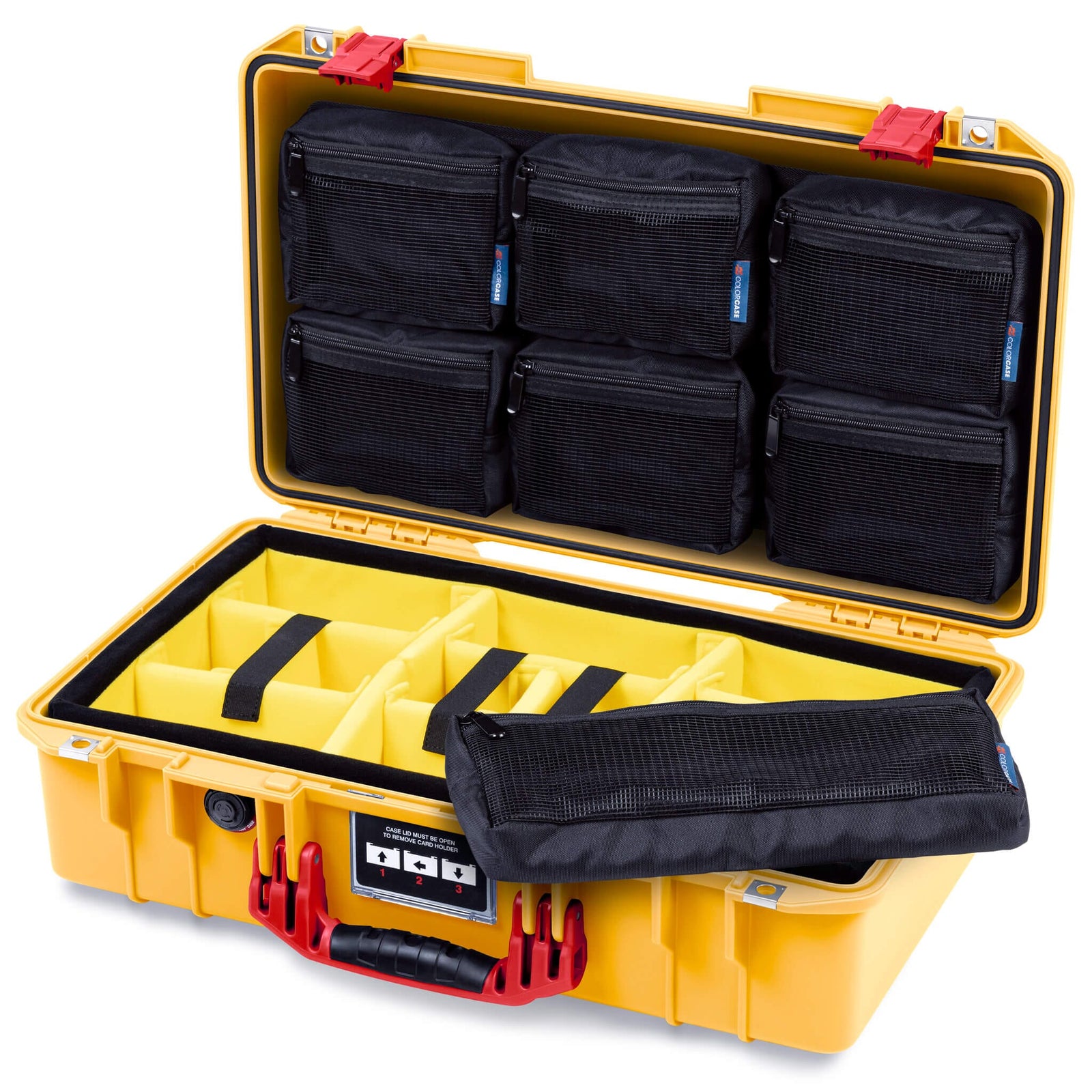 Pelican 1525 Air Case, Yellow with Red Handle & Latches ColorCase