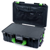 Pelican 1535 Air Case, Black with Lime Green Handles & Latches Pick & Pluck Foam with Combo-Pouch Lid Organizer ColorCase 015350-0301-110-301