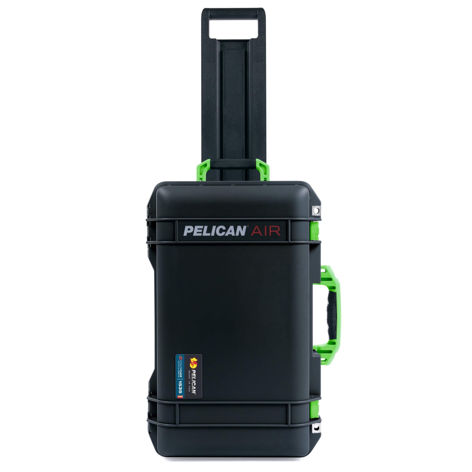 Pelican 1535 Air Case, Black with Lime Green Handles & Latches ColorCase
