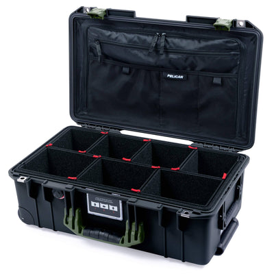 Pelican 1535 Air Case, Black with OD Green Handles & Latches TrekPak Divider System with Combo-Pouch Lid Organizer ColorCase 015350-0320-110-131