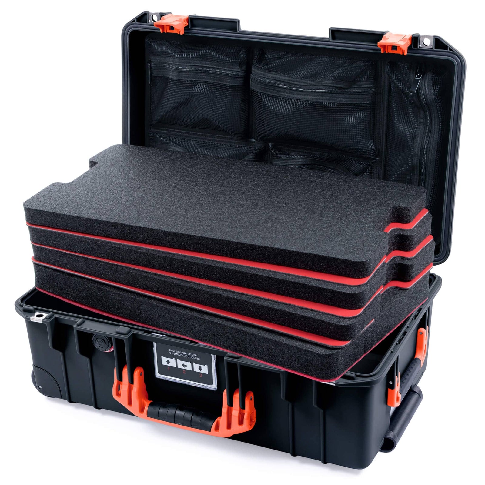 Pelican 1535 Air Case, Black with Orange Handles & Latches ColorCase