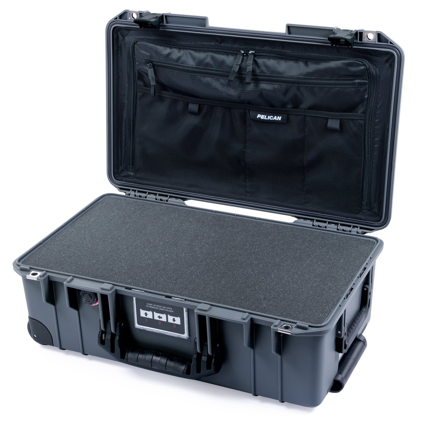 Pelican 1535 Air Carry-on Case - Charcoal & Black Trolley - Pick & Pluck Foam / TRVL Lid Organizer